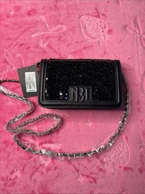 Badgley Mischka Sparkly Black Sequin Crossbody – NWT – Debossed Logo - Dustbag